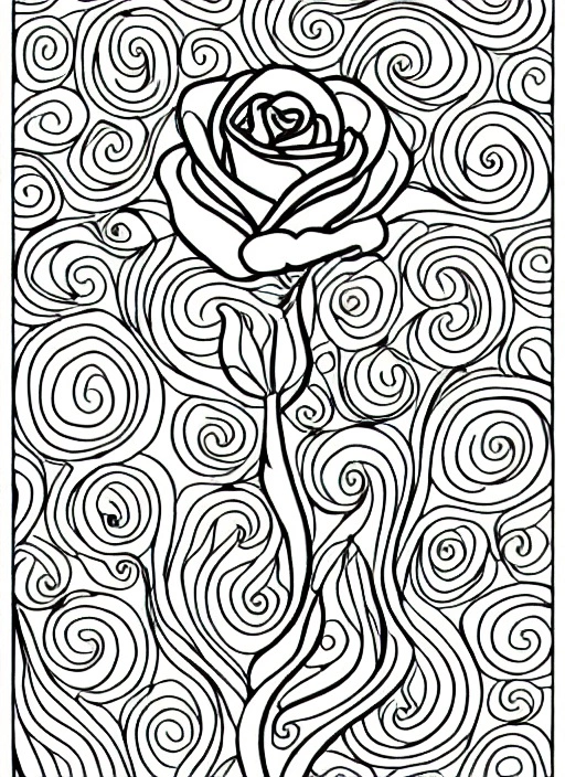 45962-3854434039-Line-art elegant design of a rose on white paper, coloring page for adult, van gogh style.webp